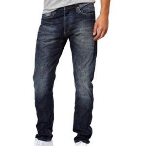 Jack & Jones Core Nick Jeans Dark Blue Regular Fit Distressed Denim Sz 34x32